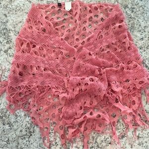 DUSTY PINK FRINGED SHAWL NWT